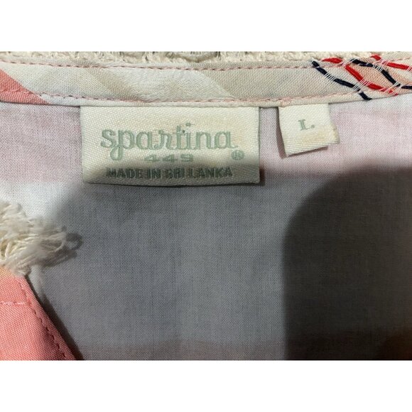 Spartina Dress Size Large Striped VNeck Fringe Embroidery Sleeveless - Picture 6 of 9